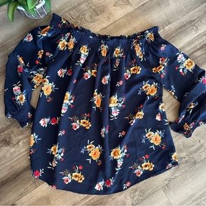Rue 21 floral off the shoulder top size 2x loose fitting